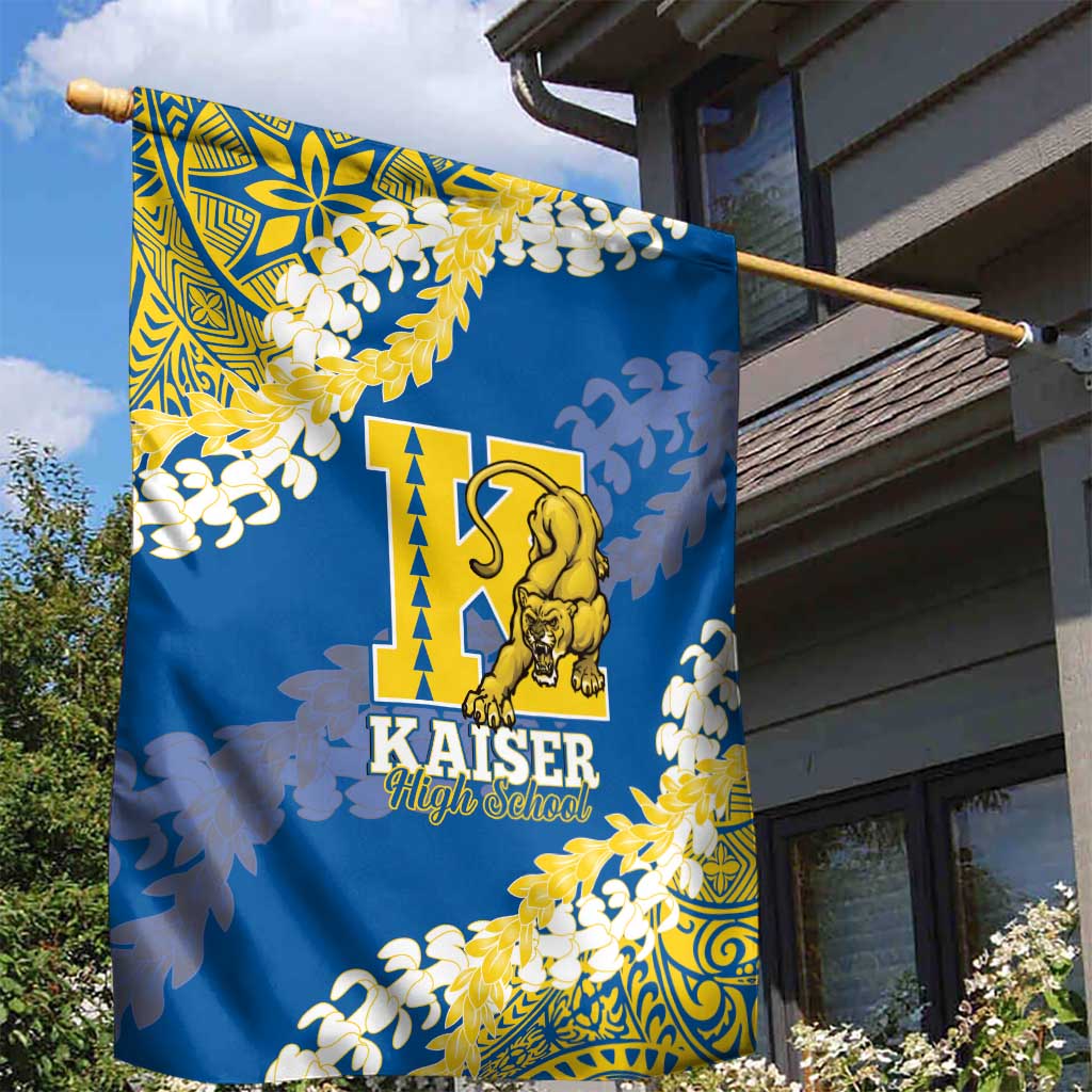 Kaiser Hawaii High School Garden Flag Puakenikeni Lei Hawaiian Pattern - Polynesian Pride