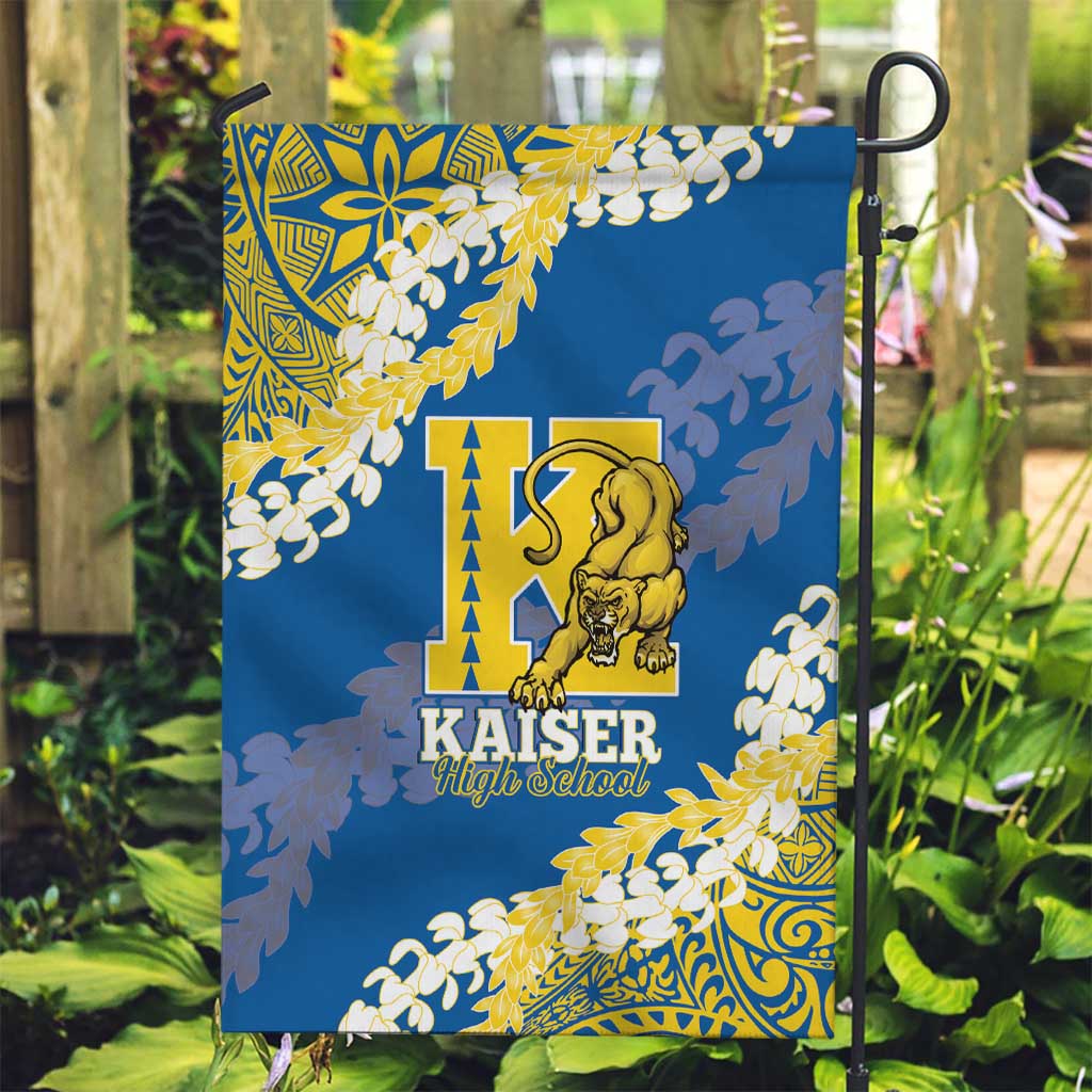 Kaiser Hawaii High School Garden Flag Puakenikeni Lei Hawaiian Pattern - Polynesian Pride