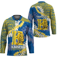 Personalized Kaiser Hawaii High School Hockey Jersey Puakenikeni Lei Hawaiian Pattern - Polynesian Pride