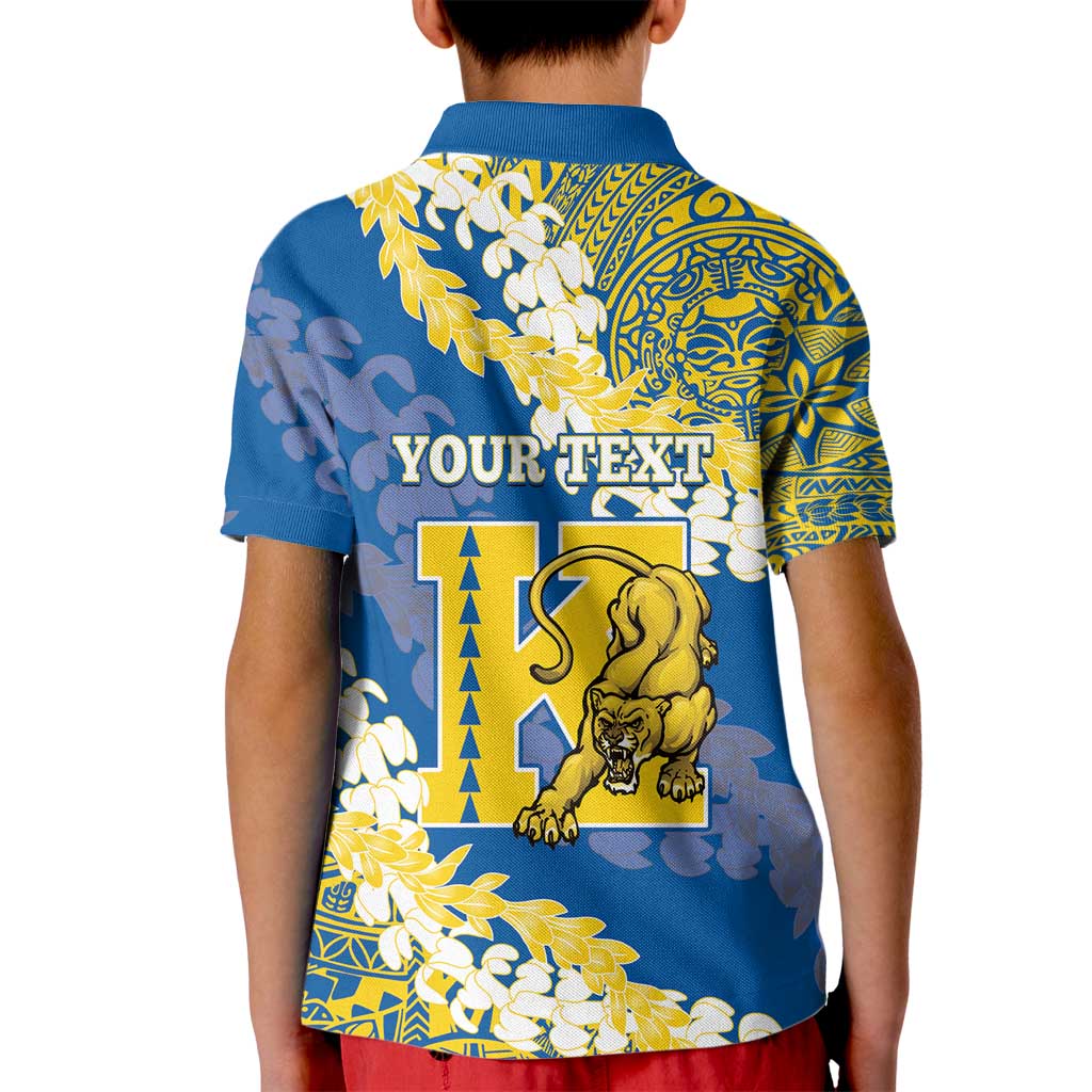 Personalized Kaiser Hawaii High School Kid Polo Shirt Puakenikeni Lei Hawaiian Pattern - Polynesian Pride
