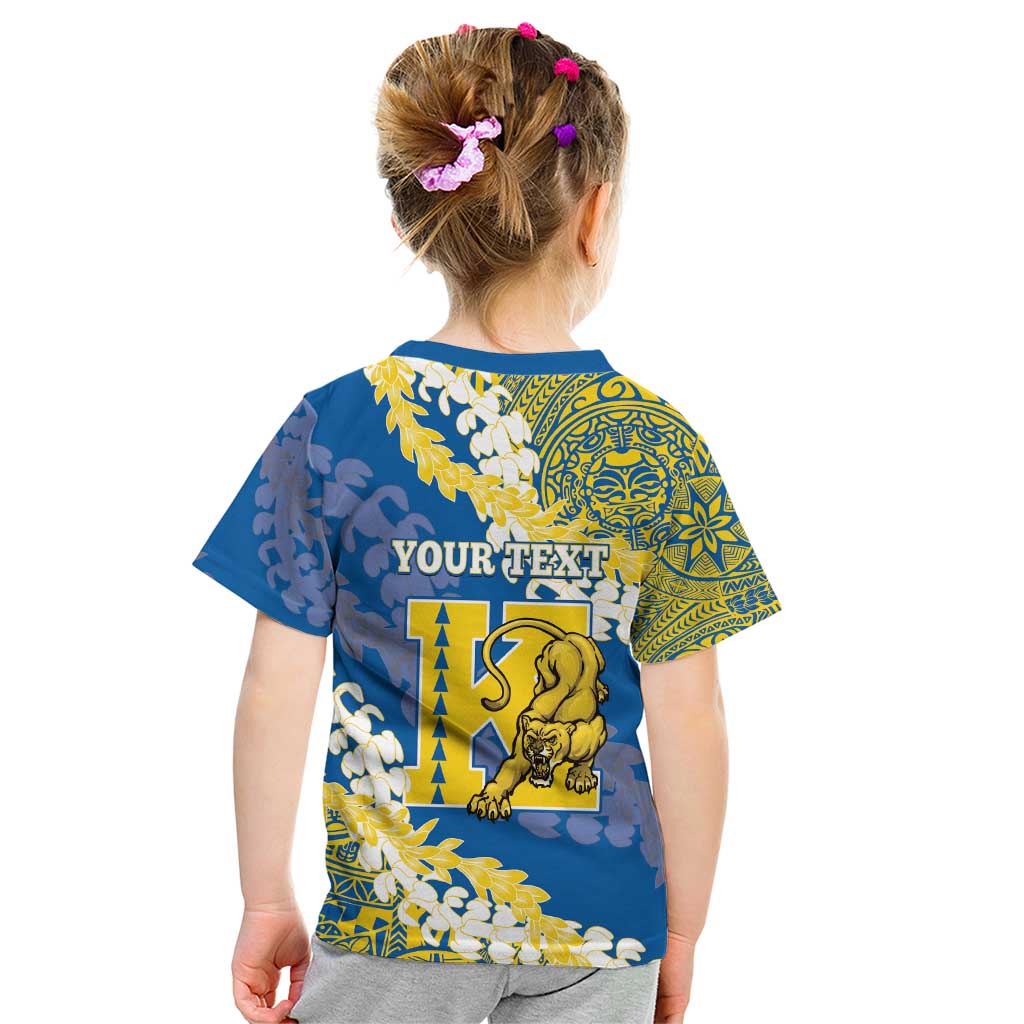 Personalized Kaiser Hawaii High School Kid T Shirt Puakenikeni Lei Hawaiian Pattern - Polynesian Pride