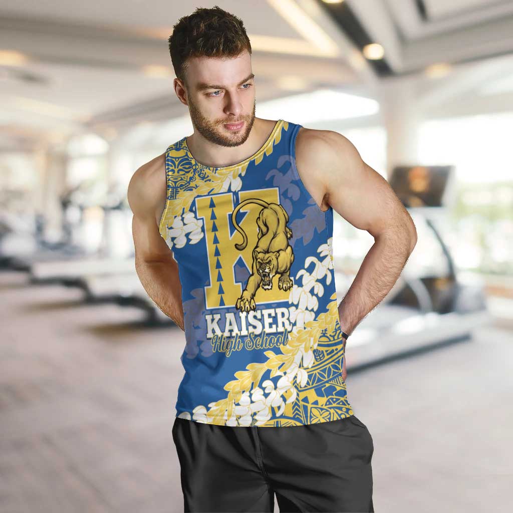 Personalized Kaiser Hawaii High School Men Tank Top Puakenikeni Lei Hawaiian Pattern - Polynesian Pride