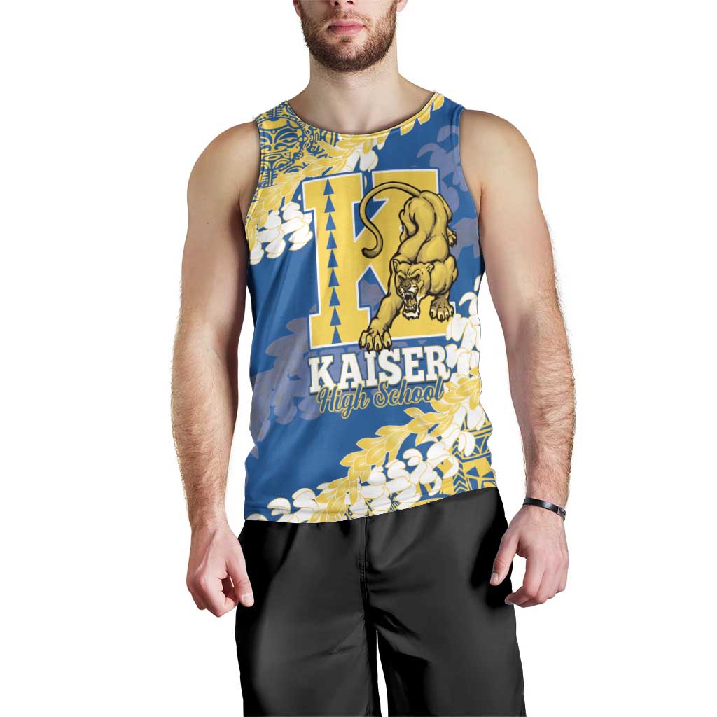 Personalized Kaiser Hawaii High School Men Tank Top Puakenikeni Lei Hawaiian Pattern - Polynesian Pride