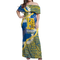 Personalized Kaiser Hawaii High School Off Shoulder Maxi Dress Puakenikeni Lei Hawaiian Pattern - Polynesian Pride