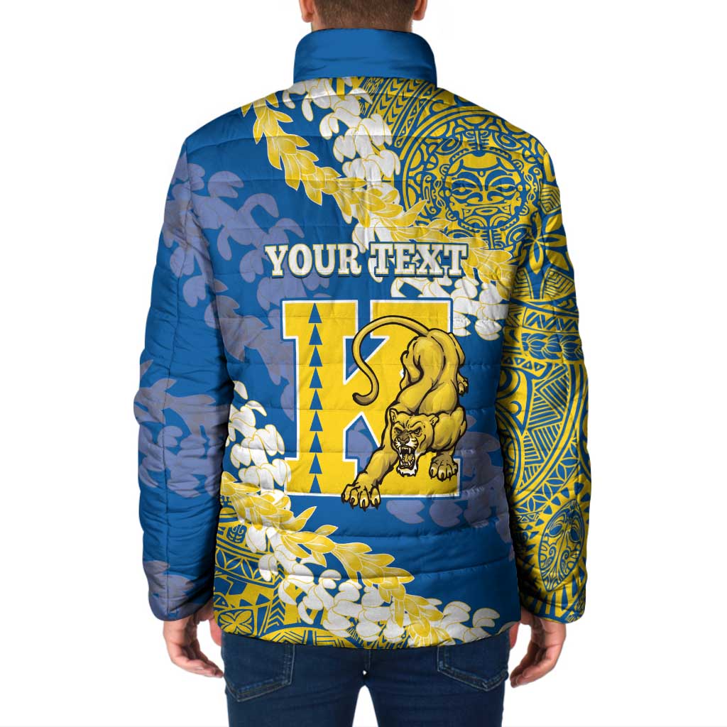 Personalized Kaiser Hawaii High School Padded Jacket Puakenikeni Lei Hawaiian Pattern - Polynesian Pride