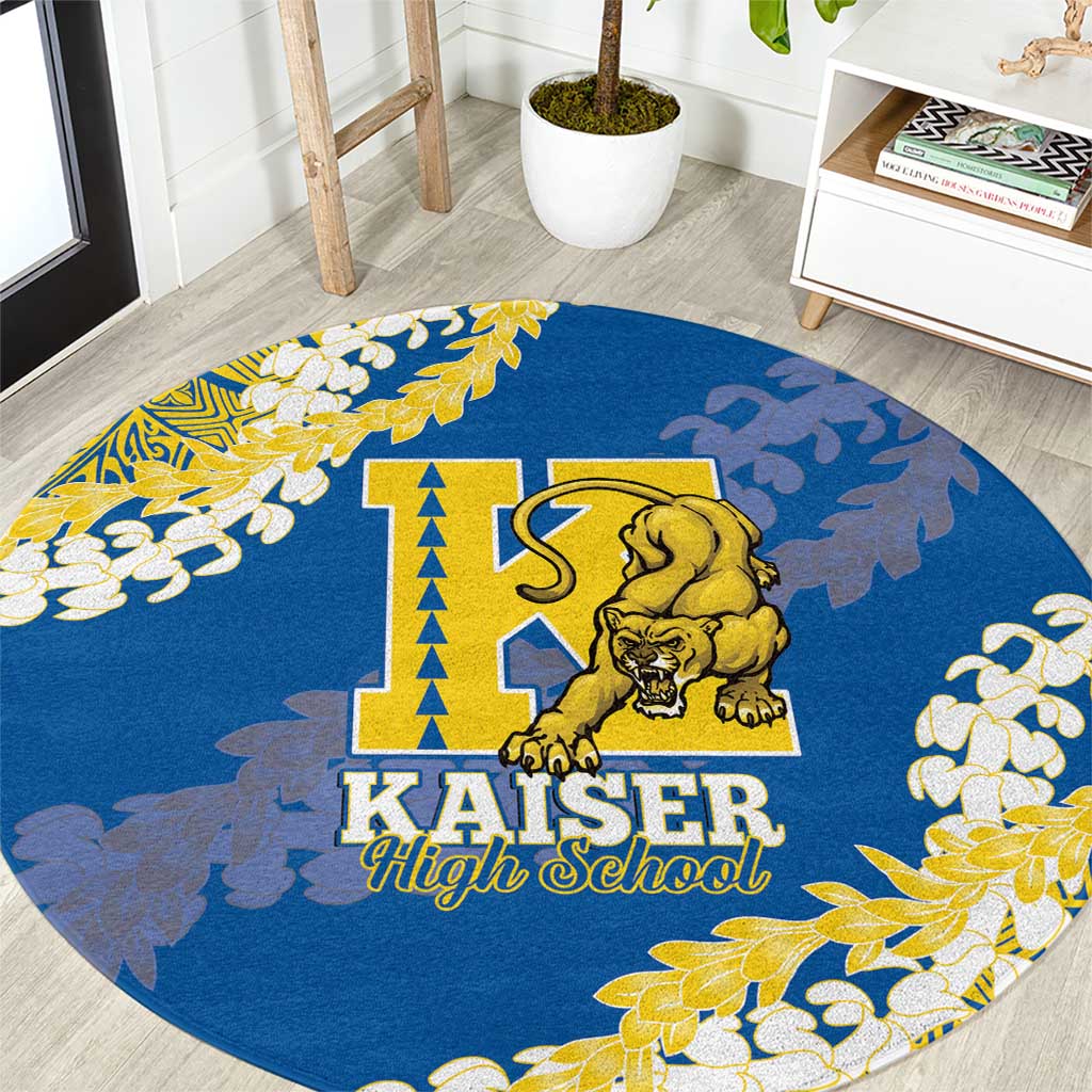 Kaiser Hawaii High School Round Carpet Puakenikeni Lei Hawaiian Pattern - Polynesian Pride