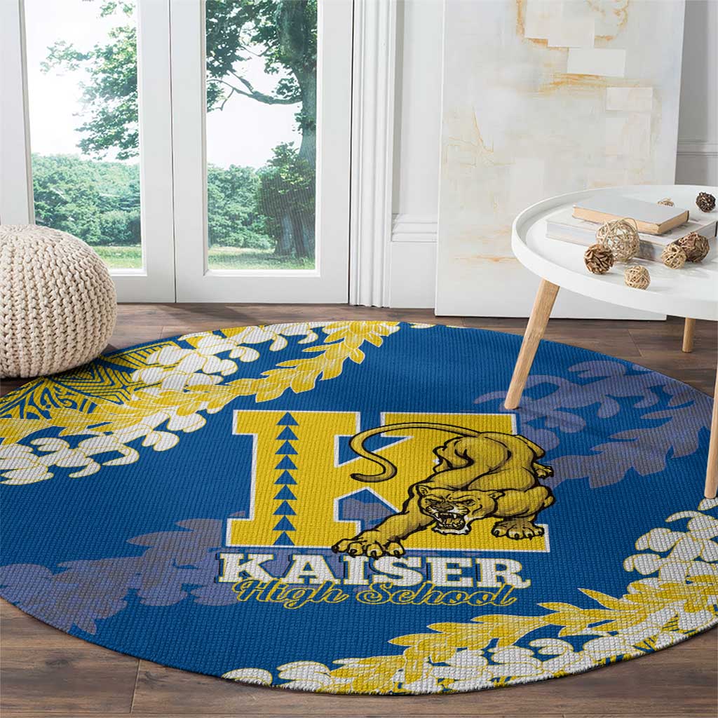 Kaiser Hawaii High School Round Carpet Puakenikeni Lei Hawaiian Pattern - Polynesian Pride