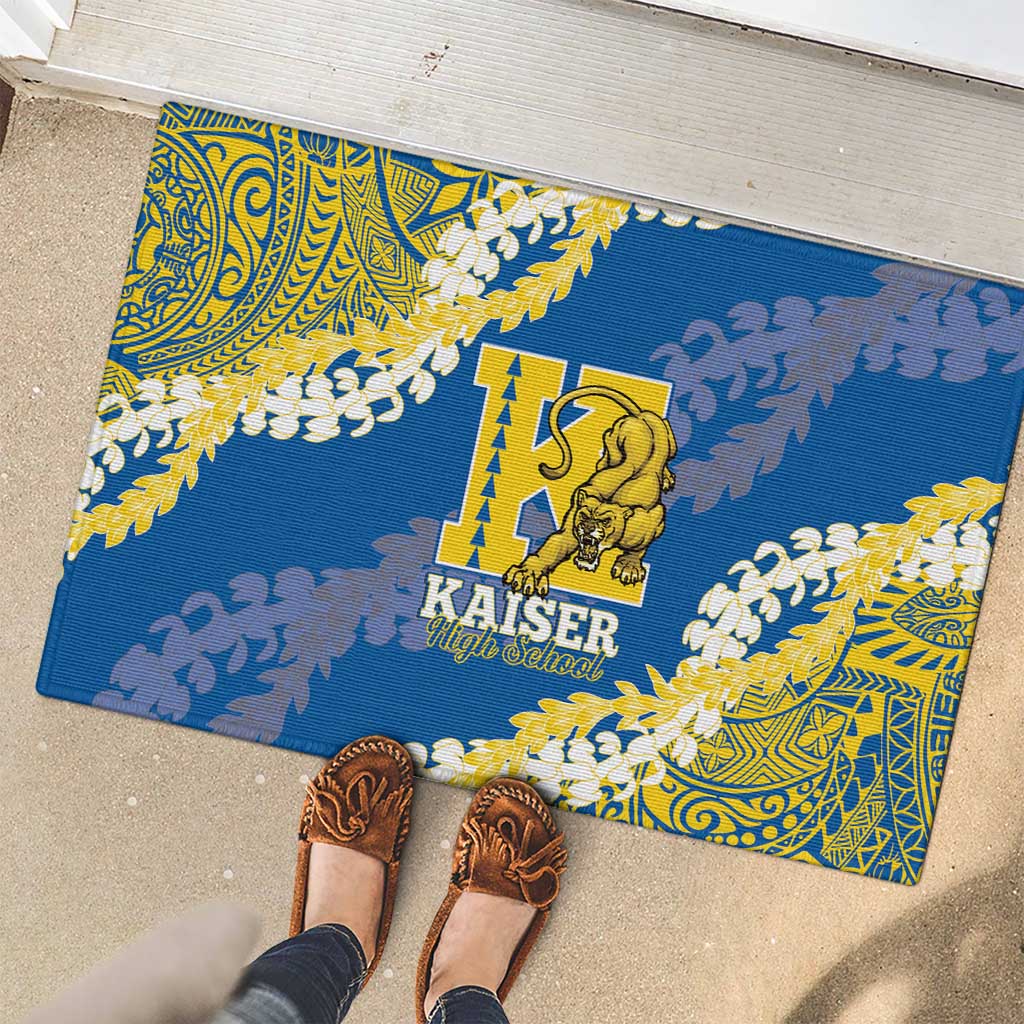 Kaiser Hawaii High School Rubber Doormat Puakenikeni Lei Hawaiian Pattern - Polynesian Pride