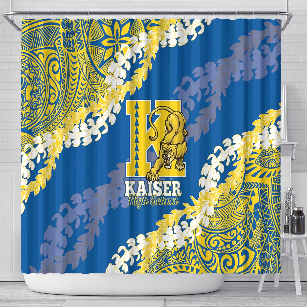 Kaiser Hawaii High School Shower Curtain Puakenikeni Lei Hawaiian Pattern - Polynesian Pride