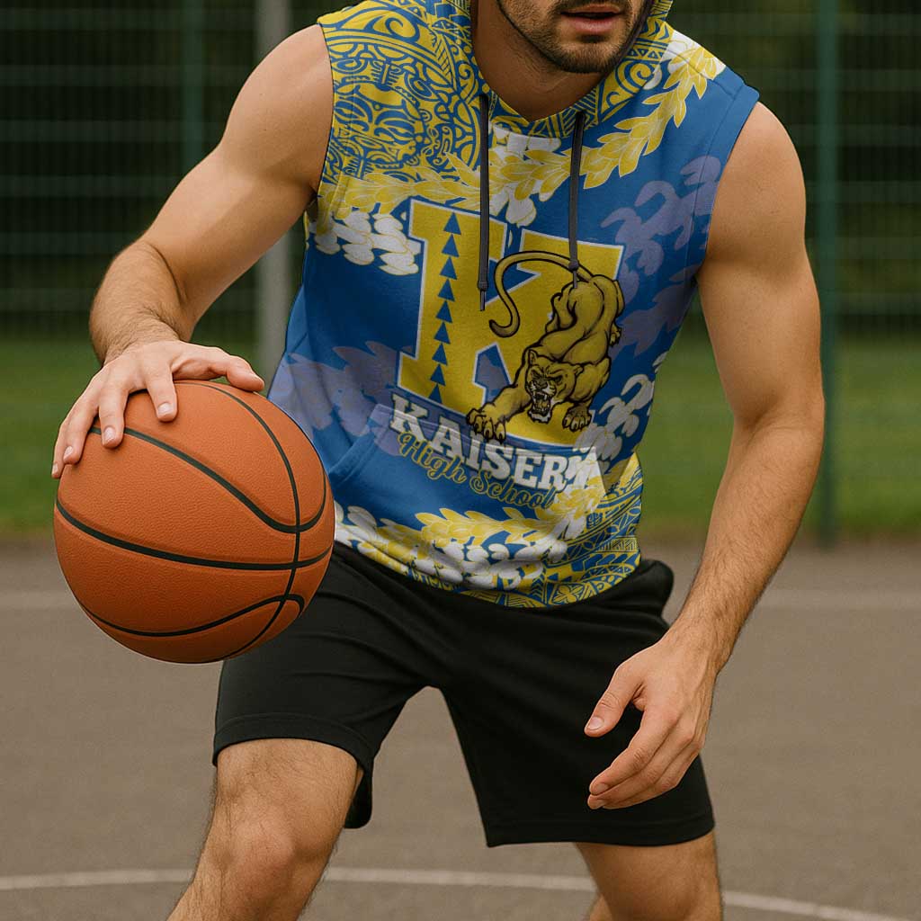 Personalized Kaiser Hawaii High School Sleeveless Hoodie Puakenikeni Lei Hawaiian Pattern - Polynesian Pride