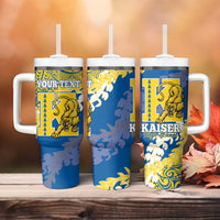 Personalized Kaiser Hawaii High School Tumbler With Handle Puakenikeni Lei Hawaiian Pattern - Polynesian Pride