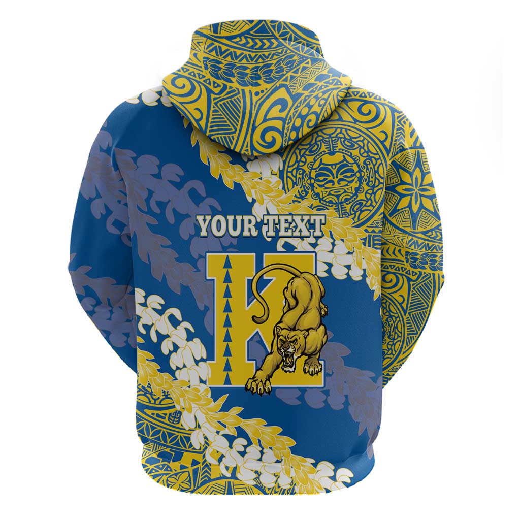 Personalized Kaiser Hawaii High School Zip Hoodie Puakenikeni Lei Hawaiian Pattern - Polynesian Pride