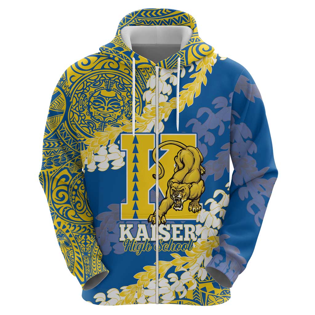 Personalized Kaiser Hawaii High School Zip Hoodie Puakenikeni Lei Hawaiian Pattern - Polynesian Pride