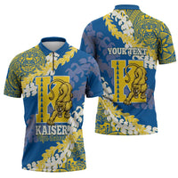 Personalized Kaiser Hawaii High School Zipper Polo Shirt Puakenikeni Lei Hawaiian Pattern - Polynesian Pride