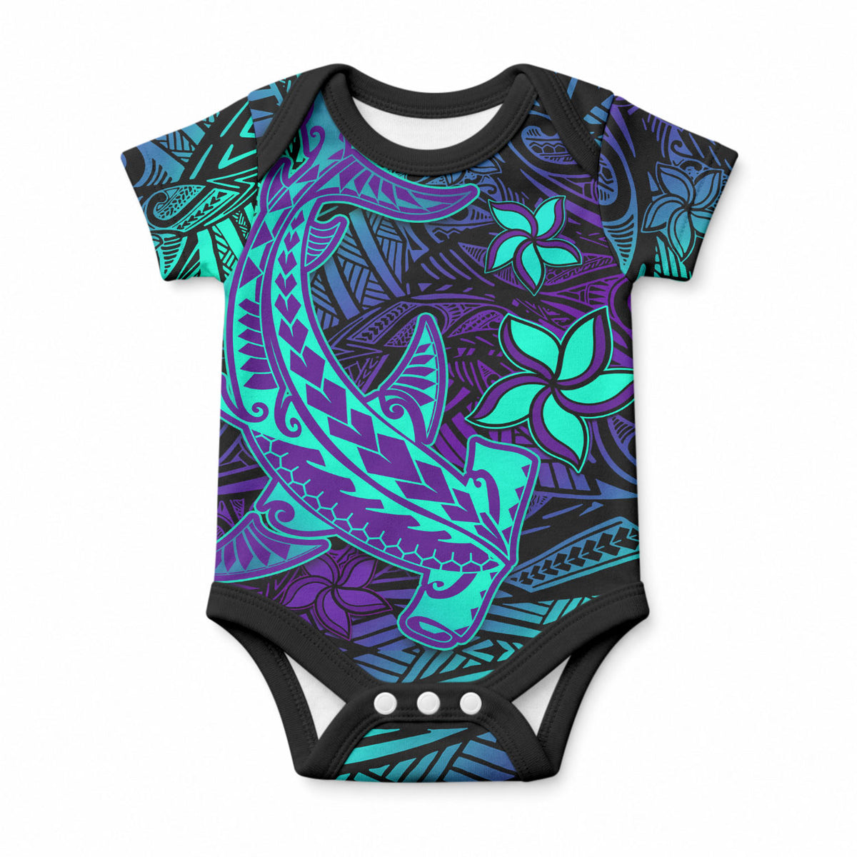 Personalised Purple Paradise Hawaiian Tribal Hammerhead Shark Baby Onesie LT14 Purple - Polynesian Pride