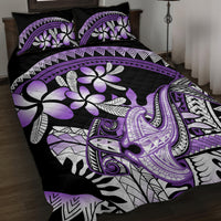 Purple Polynesian Quilt Bed Set Hammerhead Shark Tattoo Royal Plumeria Gradient Vibes LT14 Purple - Polynesian Pride