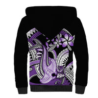 Purple Polynesian Sherpa Hoodie Hammerhead Shark Tattoo Royal Plumeria Gradient Vibes LT14 - Polynesian Pride