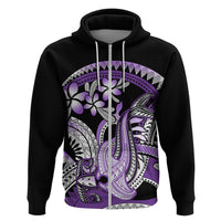 Purple Polynesian Zip Hoodie Hammerhead Shark Tattoo Royal Plumeria Gradient Vibes LT14 Zip Hoodie Purple - Polynesian Pride