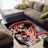 Red Polynesian Area Rug Hammerhead Shark Tattoo Royal Plumeria Gradient Vibes LT14 - Polynesian Pride