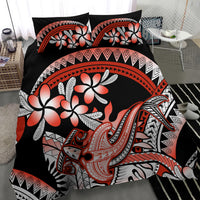 Red Polynesian Bedding Set Hammerhead Shark Tattoo Royal Plumeria Gradient Vibes LT14 - Polynesian Pride