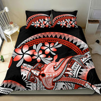 Red Polynesian Bedding Set Hammerhead Shark Tattoo Royal Plumeria Gradient Vibes LT14 - Polynesian Pride