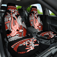 Red Polynesian Car Seat Cover Hammerhead Shark Tattoo Royal Plumeria Gradient Vibes LT14 One Size Red - Polynesian Pride