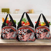 Red Polynesian Grocery Bag Hammerhead Shark Tattoo Royal Plumeria Gradient
