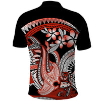 Red Polynesian Polo Shirt Hammerhead Shark Tattoo Royal Plumeria Gradient Vibes LT14 - Polynesian Pride