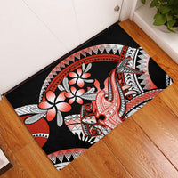 Red Polynesian Rubber Doormat Hammerhead Shark Tattoo Royal Plumeria Gradient Vibes LT14 Red - Polynesian Pride