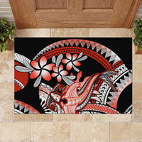 Red Polynesian Rubber Doormat Hammerhead Shark Tattoo Royal Plumeria Gradient Vibes LT14 - Polynesian Pride