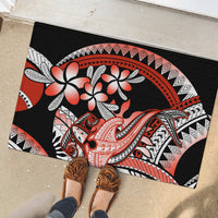 Red Polynesian Rubber Doormat Hammerhead Shark Tattoo Royal Plumeria Gradient Vibes LT14 - Polynesian Pride