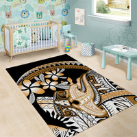 Gold Polynesian Hammerhead Shark Tattoo Area Rug Royal Plumeria Gradient Vibes LT14 - Polynesian Pride