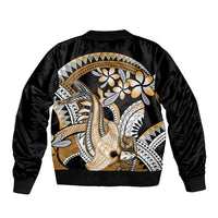 Gold Polynesian Hammerhead Shark Tattoo Bomber Jacket Royal Plumeria Gradient Vibes LT14 - Polynesian Pride