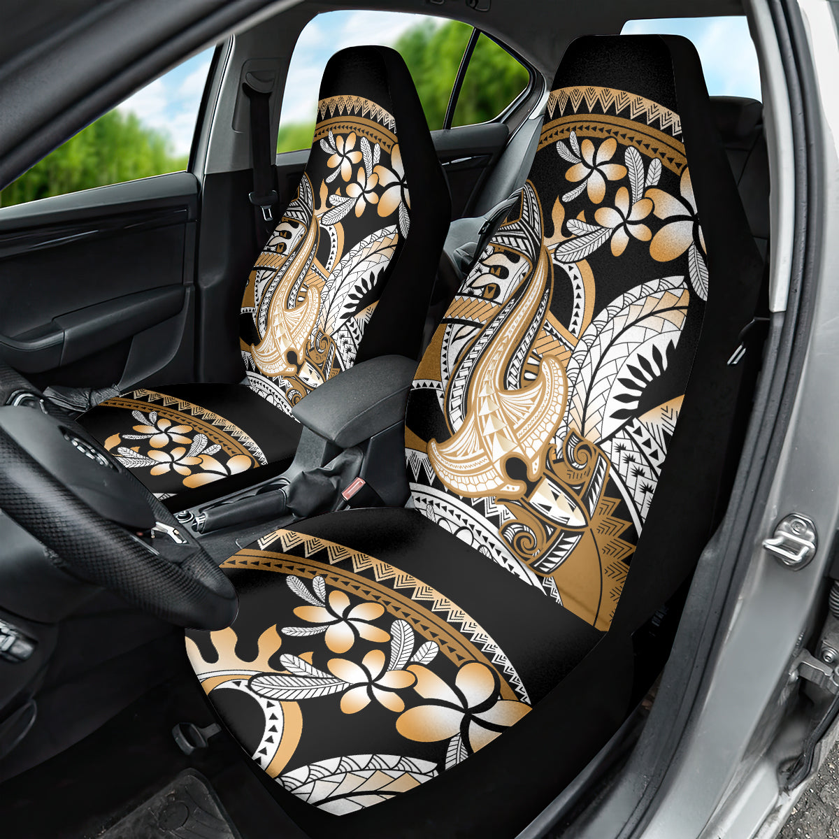 Gold Polynesian Hammerhead Shark Tattoo Car Seat Cover Royal Plumeria Gradient Vibes LT14 - Polynesian Pride