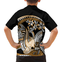 Gold Polynesian Hammerhead Shark Tattoo Kid Hawaiian Shirt Royal Plumeria Gradient Vibes LT14 - Polynesian Pride