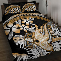 Gold Polynesian Hammerhead Shark Tattoo Quilt Bed Set Royal Plumeria Gradient Vibes LT14 Gold - Polynesian Pride