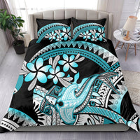 Turquoise Polynesian Hammerhead Shark Tattoo Bedding Set Royal Plumeria Gradient Vibes LT14 - Polynesian Pride