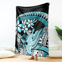 Turquoise Polynesian Hammerhead Shark Tattoo Blanket Royal Plumeria Gradient Vibes LT14 - Polynesian Pride