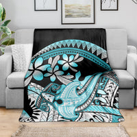 Turquoise Polynesian Hammerhead Shark Tattoo Blanket Royal Plumeria Gradient Vibes LT14 - Polynesian Pride