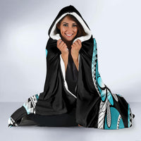 Turquoise Polynesian Hammerhead Shark Tattoo Hooded Blanket Royal Plumeria Gradient Vibes LT14 - Polynesian Pride