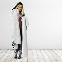 Turquoise Polynesian Hammerhead Shark Tattoo Hooded Blanket Royal Plumeria Gradient Vibes LT14 - Polynesian Pride