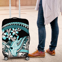 Turquoise Polynesian Hammerhead Shark Tattoo Luggage Cover Royal Plumeria Gradient Vibes LT14 Turquoise - Polynesian Pride