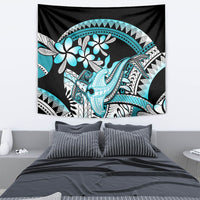 Turquoise Polynesian Hammerhead Shark Tattoo Tapestry Royal Plumeria Gradient Vibes LT14 - Polynesian Pride