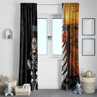 Custom New Zealand Silver Fern Rugby ANZAC Day Window Curtain 2024 All Black Tiki Mascot LT14 - Polynesian Pride