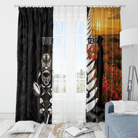 Custom New Zealand Silver Fern Rugby ANZAC Day Window Curtain 2024 All Black Tiki Mascot LT14 - Polynesian Pride