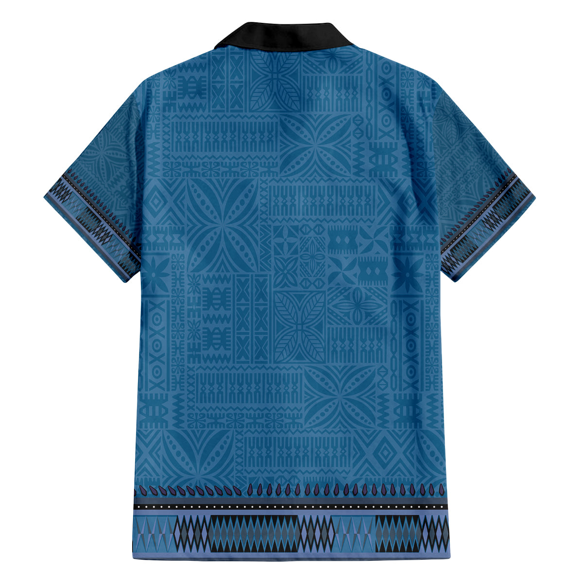 Blue African Dashiki With Fijian Tapa Pattern Family Matching Puletasi and Hawaiian Shirt