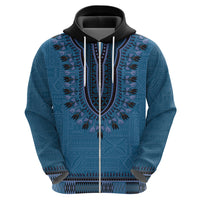 Blue African Dashiki With Fijian Tapa Pattern Hoodie