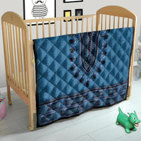 Blue African Dashiki With Fijian Tapa Pattern Quilt