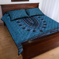Blue African Dashiki With Fijian Tapa Pattern Quilt Bed Set