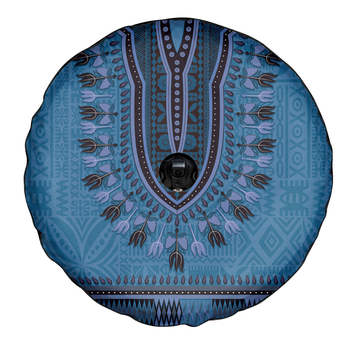 Blue African Dashiki With Fijian Tapa Pattern Spare Tire Cover